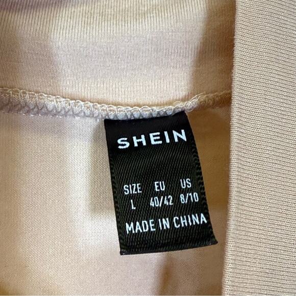 SHEIN Cream Bodysuit with High Neck and Long Sleeves. Size Large. Good used cond - Picture 3 of 4